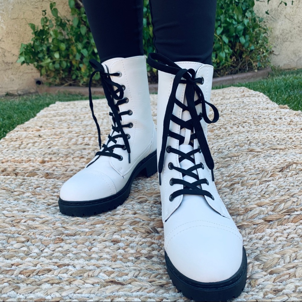 White combat boots